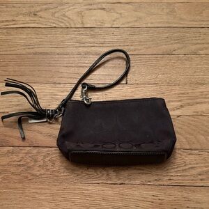 Coach Black Wristlet with Tassel Accent